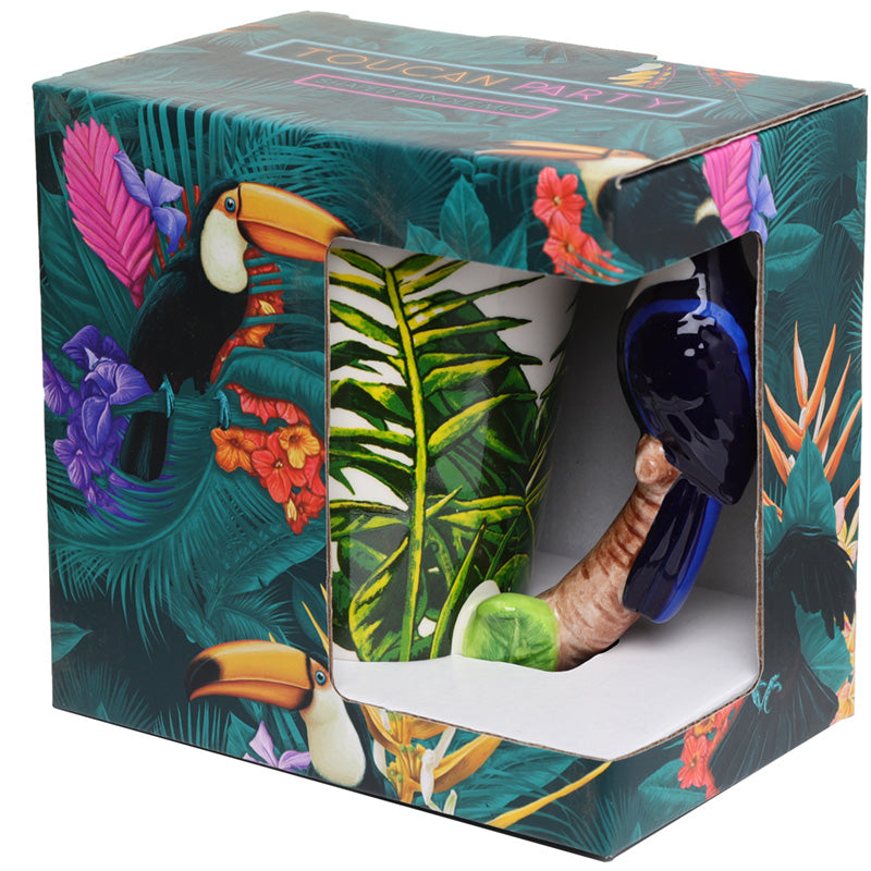 Novelty Ceramic Jungle Mug with Toucan Shaped Handle