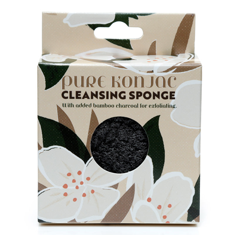 Pure Konjac Cleansing Sponge with Bamboo Charcoal - Florens Jasminum