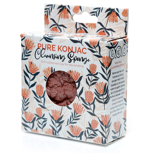 Pure Konjac Cleansing Sponge with Rejuvenating Red Clay - Pick of the Bunch Protea