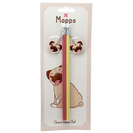 PVC Charm Pencils Set of 2 - Mopps Pug