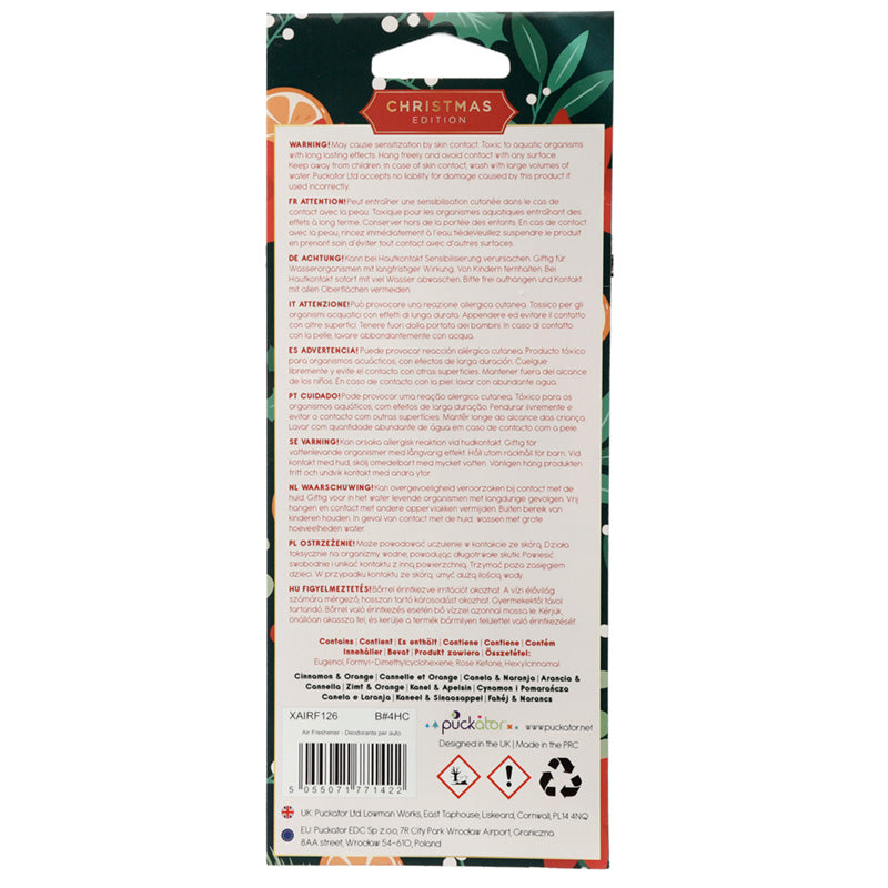 Christmas Festive Floral Orange Spice Scented Air Freshener