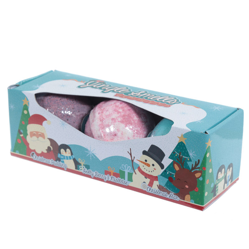 Handmade Bath Bomb Set of 3 - Christmas Fragrances in Gift Box