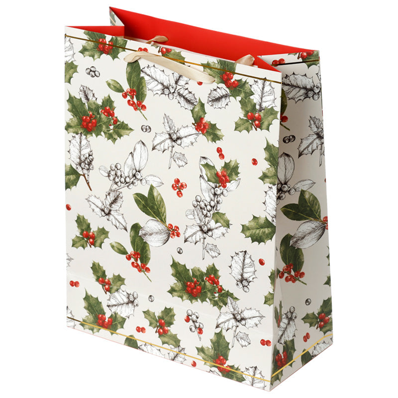 Christmas Botanical Holly Large Gift Bag