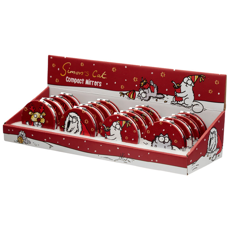 Leatherette Compact Mirror - Simon's Cat Christmas