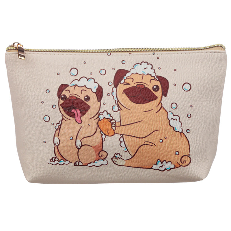 Mopps Pug Medium PVC Toiletry Makeup Wash Bag