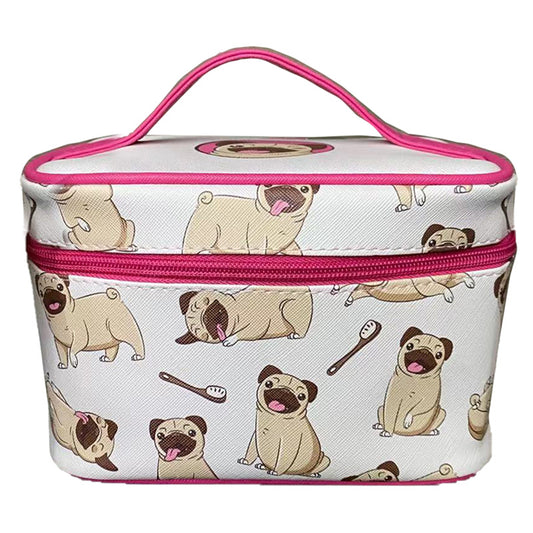 Mopps Pug Zip Around Make-up Bag with Handle