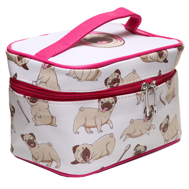 Mopps Pug Zip Around Make-up Bag with Handle