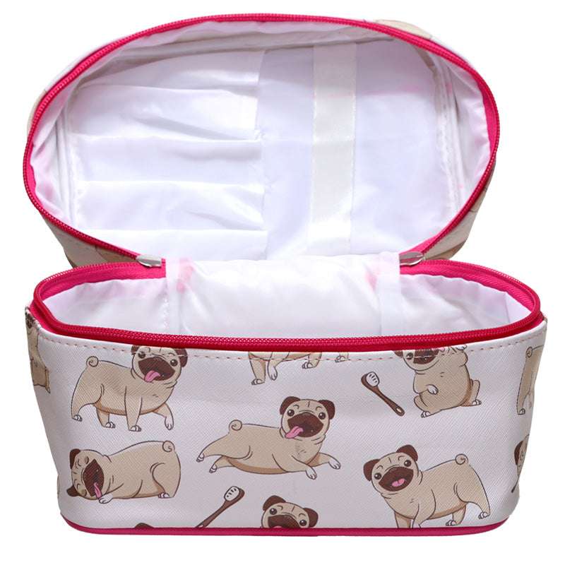 Mopps Pug Zip Around Make-up Bag with Handle