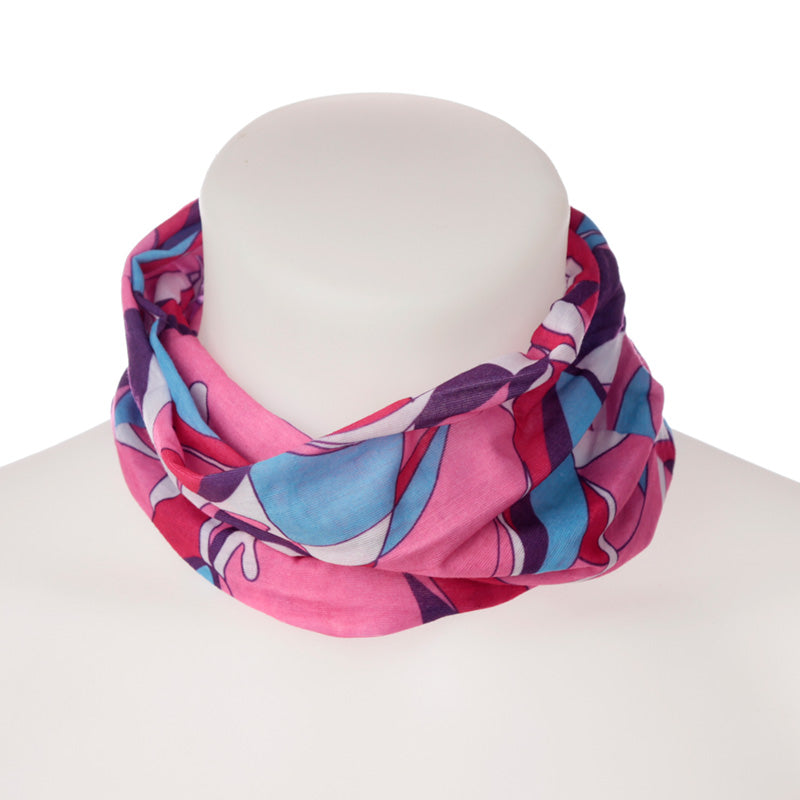 Neck Warmer Tube Scarf - Pink Patterned