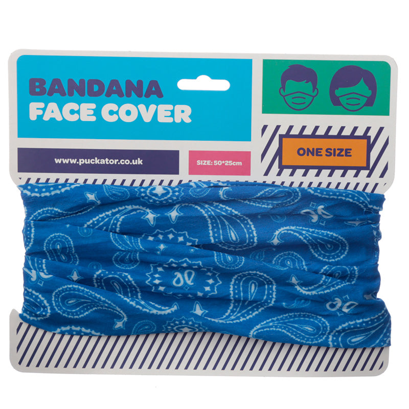 Neck Warmer Tube Scarf - Blue Patterned