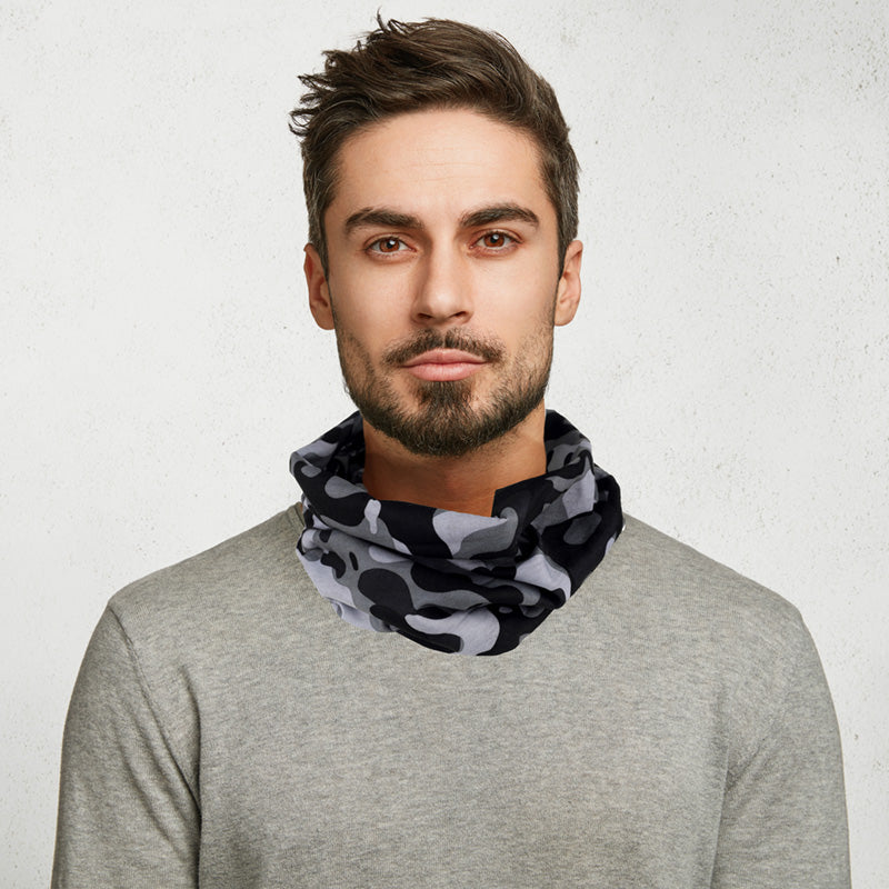 Neck Warmer Tube Scarf - Grey Camouflage