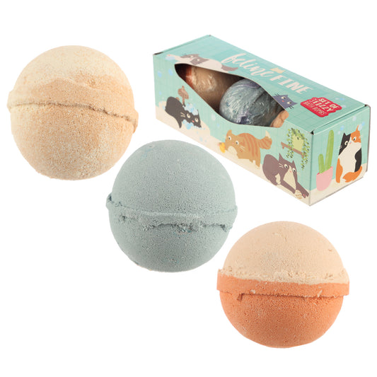 Handmade Bath Bomb Set of 3 - Sugary Cat Fragrance Gift Box