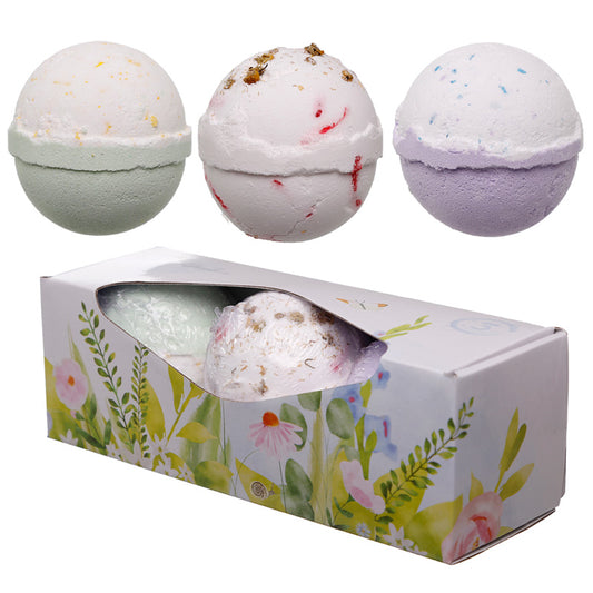 Handmade Bath Bomb Set of 3 - Botanical Fragrances in Gift Box