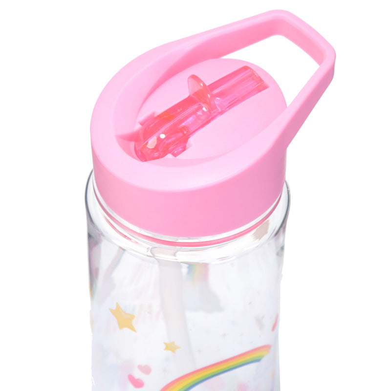 Reusable Enchanted Rainbow Unicorns Shatterproof Tritan 550ml Water Bottle with Flip Straw