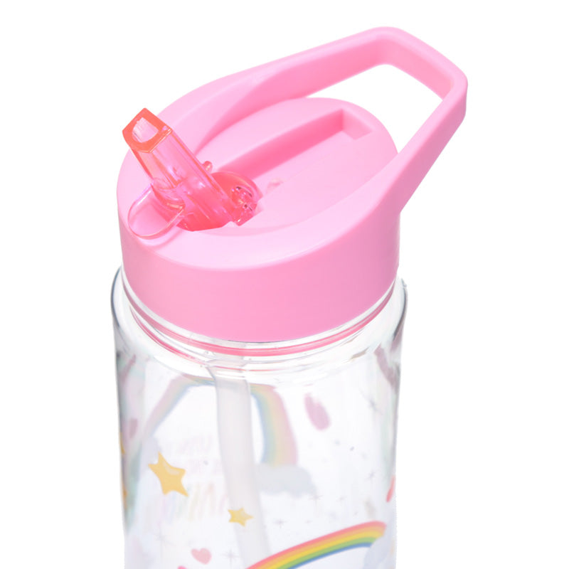 Reusable Enchanted Rainbow Unicorns Shatterproof Tritan 550ml Water Bottle with Flip Straw