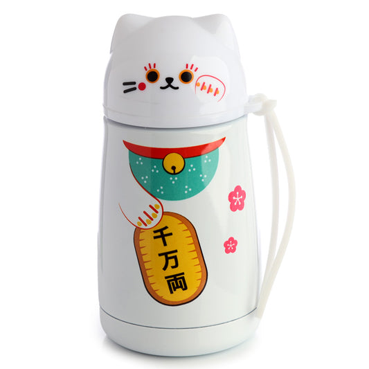 Reusable Shaped Stainless Steel Hot and Cold Thermal Insulated Drinks Bottle - Maneki Neko Lucky Cat