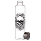 Reusable 500ml Glass Water Bottle with Protective Neoprene Sleeve - Skulls  and  Roses