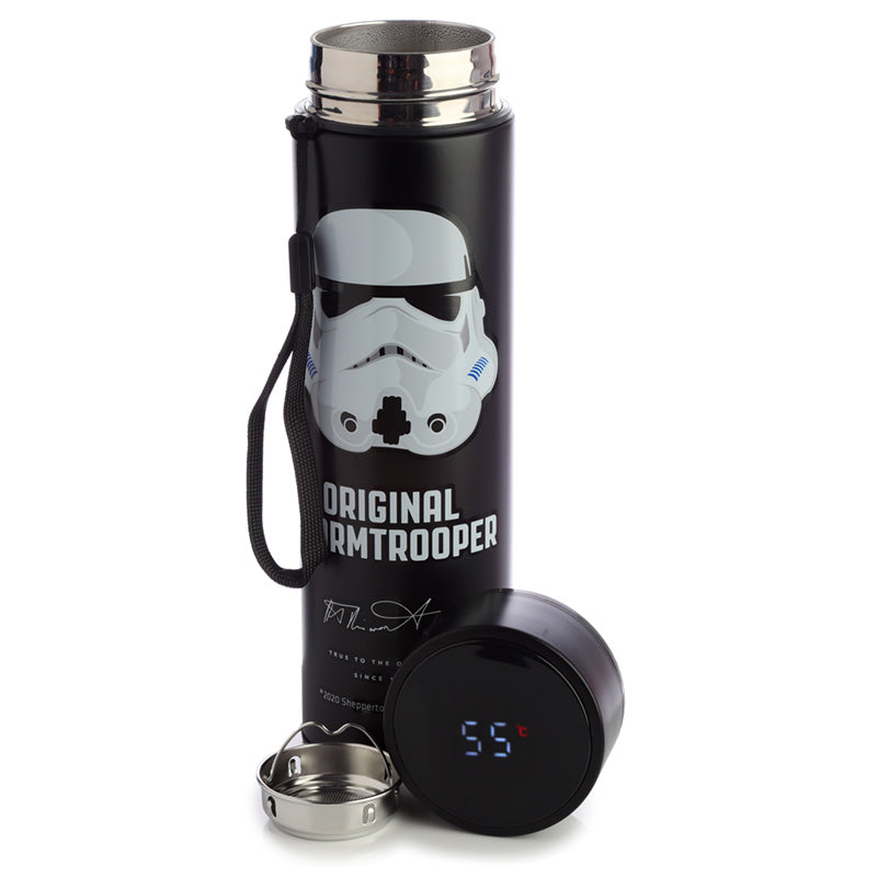 Reusable Stainless Steel Hot  and  Cold Insulated Drinks Bottle Digital Thermometer - The Original Stormtrooper