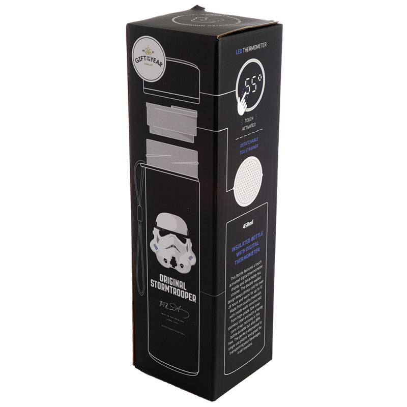 Reusable Stainless Steel Hot  and  Cold Insulated Drinks Bottle Digital Thermometer - The Original Stormtrooper