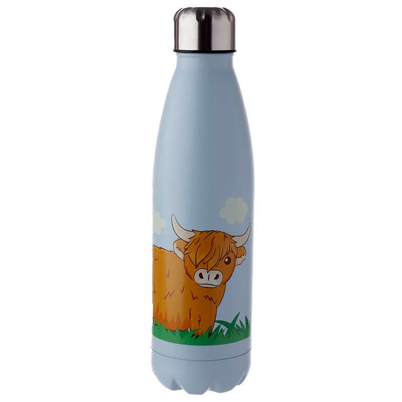 Reusable Stainless Steel Insulated Drinks Bottle 500ml - Highland Coo Cow