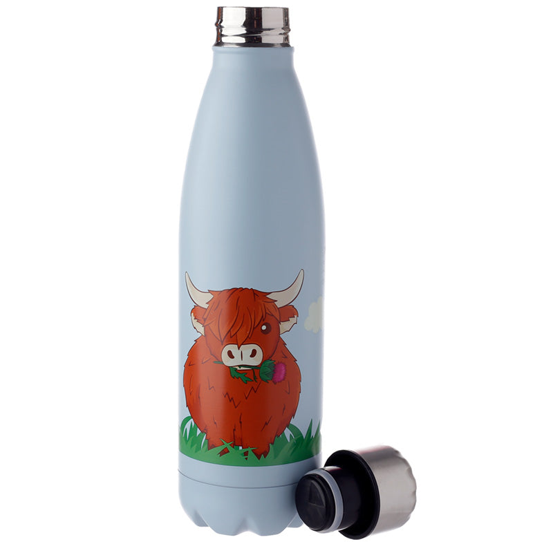 Reusable Stainless Steel Insulated Drinks Bottle 500ml - Highland Coo Cow