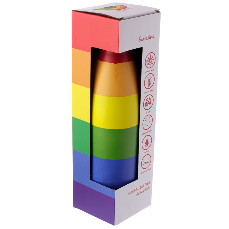 Reusable Stainless Steel Insulated Drinks Bottle 500ml - Somewhere Rainbow