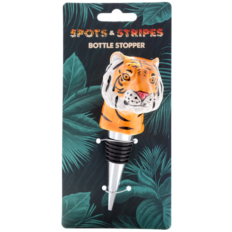 Novelty Ceramic Bottle Stopper - Big Cat Spots  and  Stripes