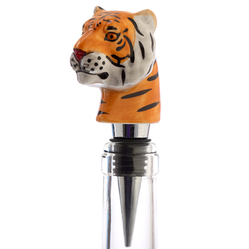 Novelty Ceramic Bottle Stopper - Big Cat Spots  and  Stripes