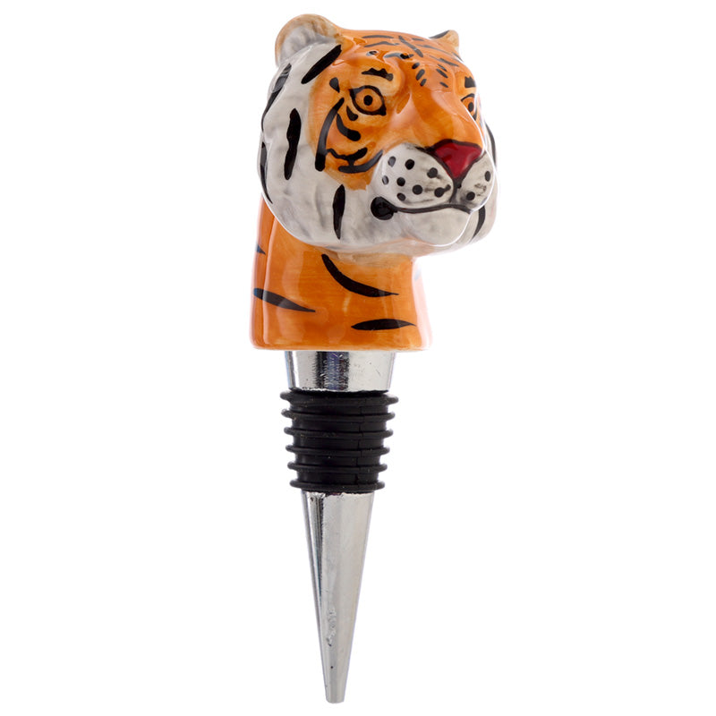 Novelty Ceramic Bottle Stopper - Big Cat Spots  and  Stripes