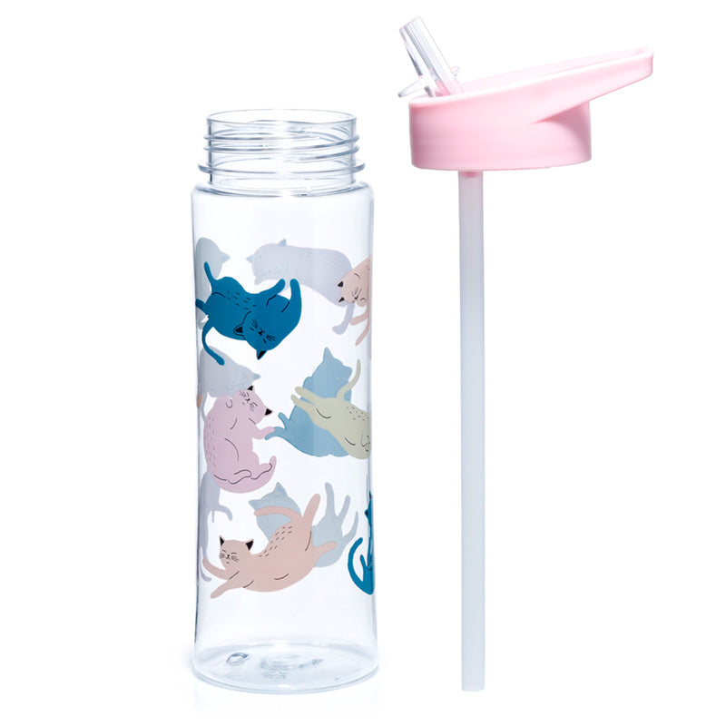 Reusable Cat's Life Shatterproof Ecozen 550ml Water Bottle with Flip Straw