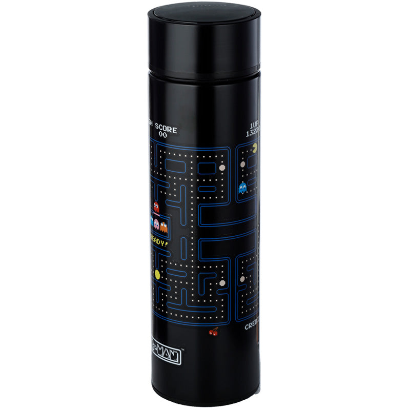 Reusable Stainless Steel Hot  and  Cold Insulated Drinks Bottle Digital Thermometer - Pac-Man