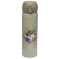 Reusable Push Top Stainless Steel Hot  and  Cold Thermal Insulated Drinks Bottle - Kim Haskins Floral Cat Green