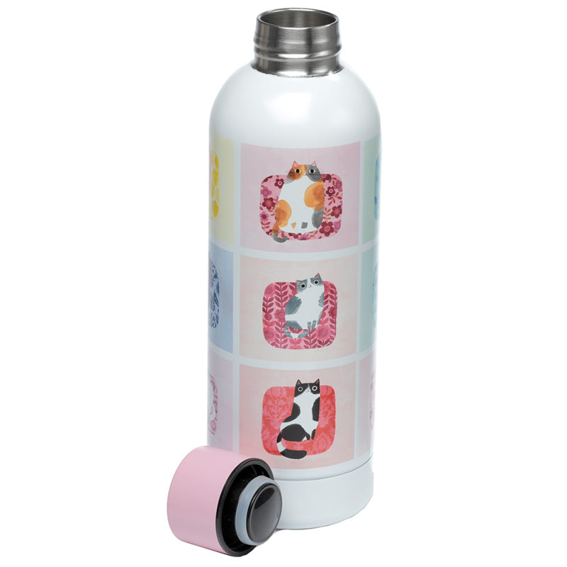 Reusable Stainless Steel Insulated Drinks Bottle 500ml - Angie Rozelaar Planet Cat