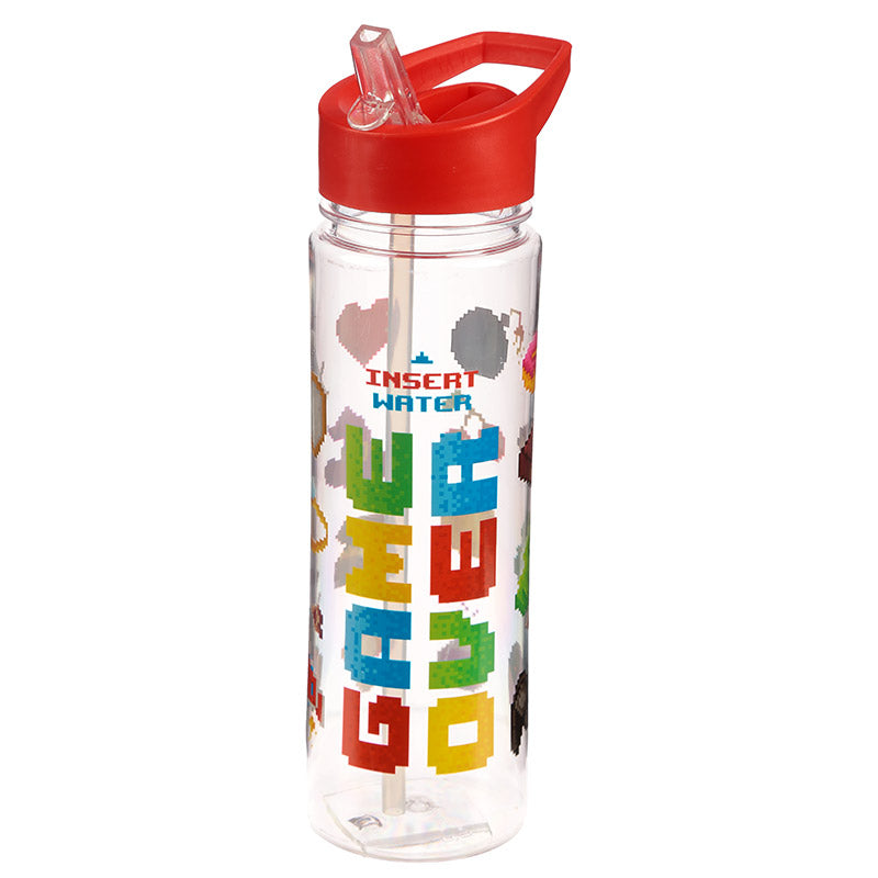 Reusable Retro Gaming Game Over 550ml Water Bottle with Flip Straw