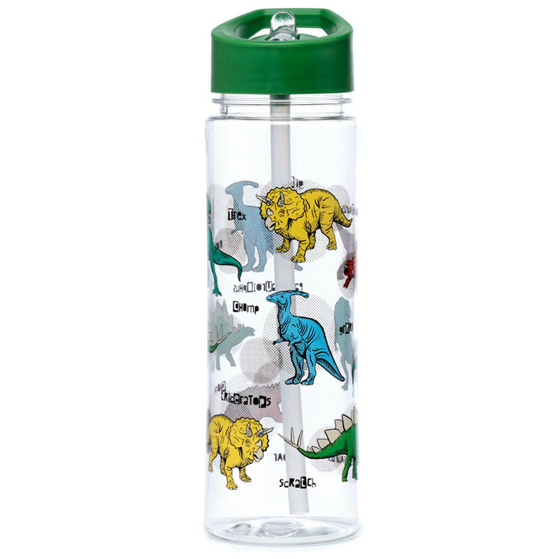 Reusable Dinosauria Shatterproof Ecozen 550ml Water Bottle with Flip Straw