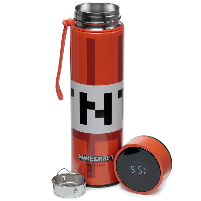 Reusable Stainless Steel Hot  and  Cold Insulated Drinks Bottle Digital Thermometer - Minecraft TNT