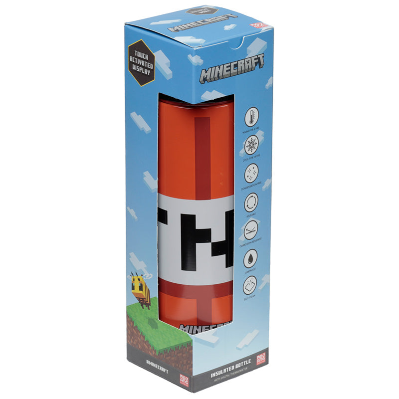 Reusable Stainless Steel Hot  and  Cold Insulated Drinks Bottle Digital Thermometer - Minecraft TNT