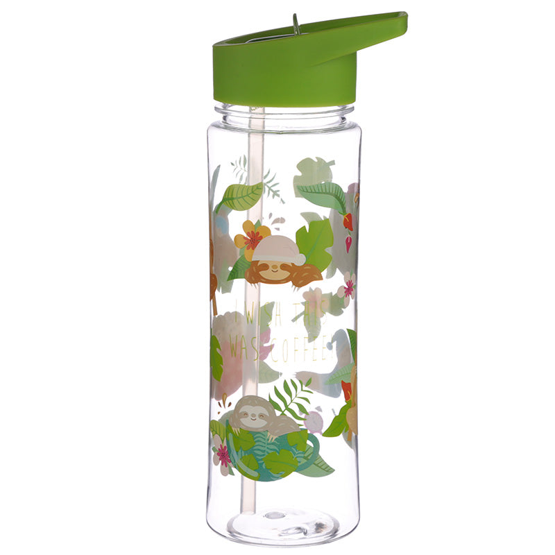 Reusable Sloth 550ml Water Bottle with Flip Straw