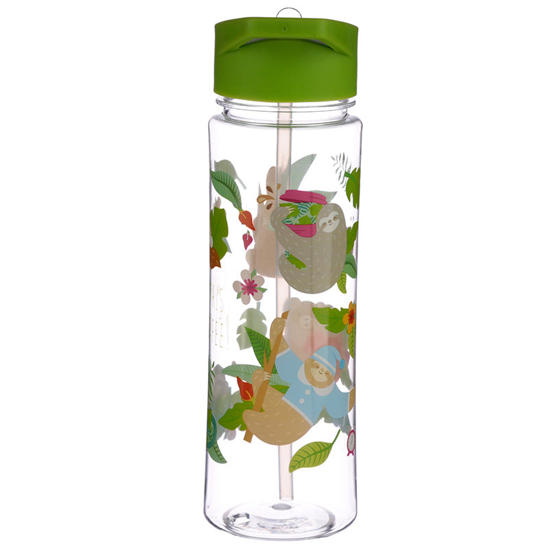 Reusable Sloth 550ml Water Bottle with Flip Straw