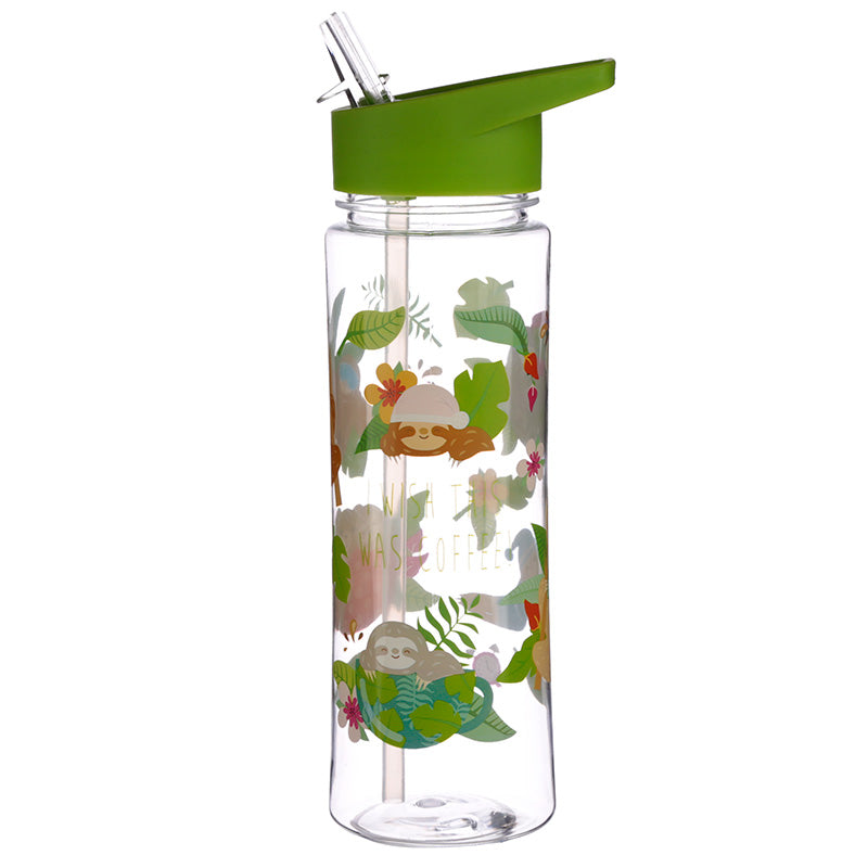 Reusable Sloth 550ml Water Bottle with Flip Straw