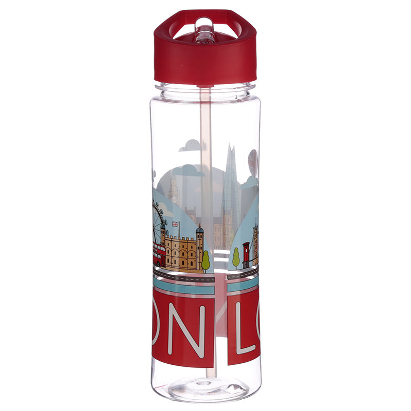 Reusable London Skyline 550ml Water Bottle with Flip Straw