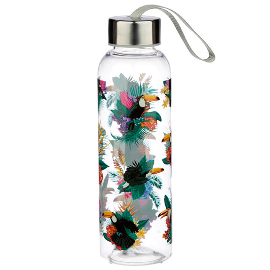 Reusable Toucan Party 500ml Water Bottle with Metallic Lid