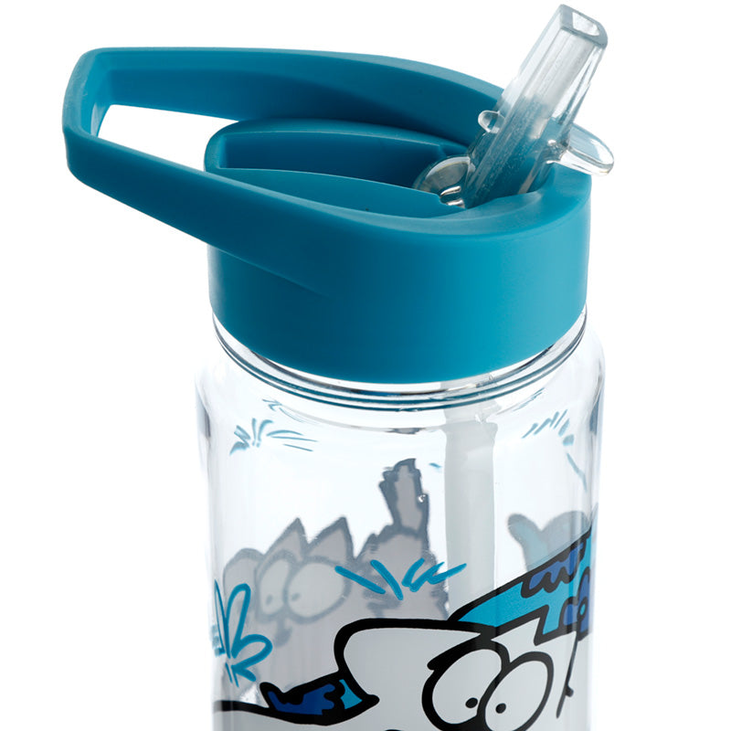 Reusable Simon's Cat Just Chilling Shatterproof Ecozen 550ml Water Bottle with Flip Straw