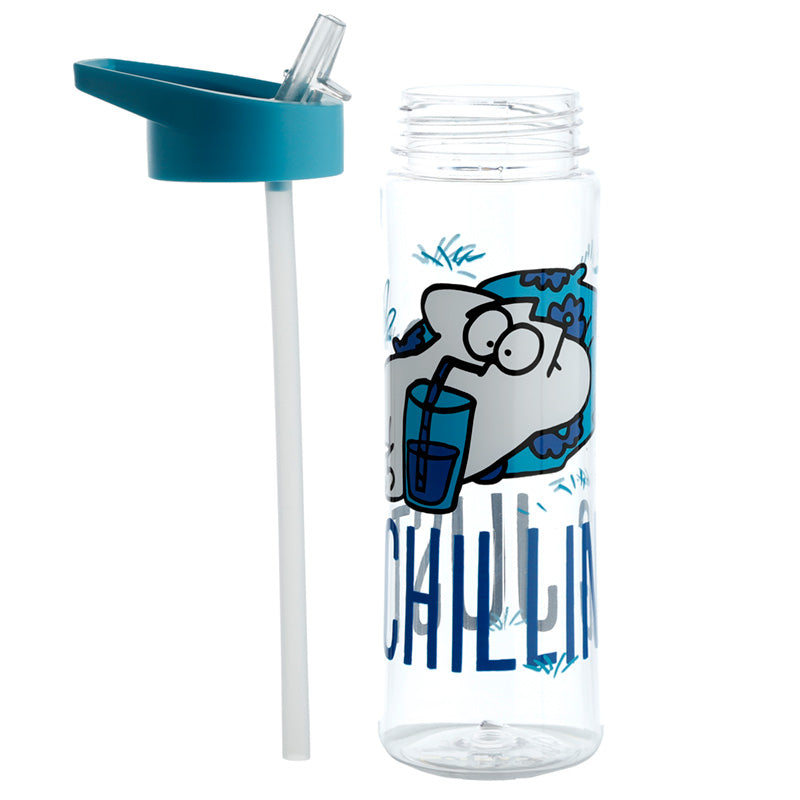 Reusable Simon's Cat Just Chilling Shatterproof Ecozen 550ml Water Bottle with Flip Straw