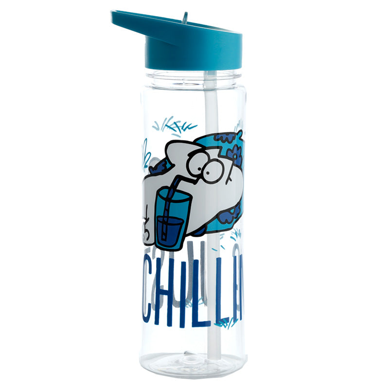 Reusable Simon's Cat Just Chilling Shatterproof Ecozen 550ml Water Bottle with Flip Straw