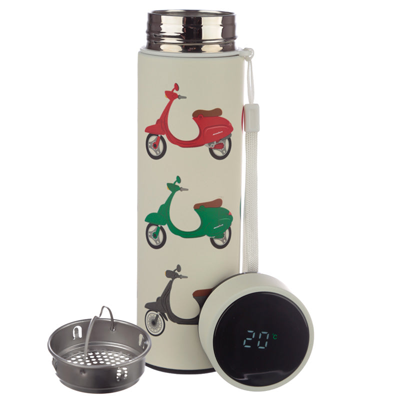 Reusable Stainless Steel Hot  and  Cold Insulated Drinks Bottle Digital Thermometer - On Two Wheels Scooter