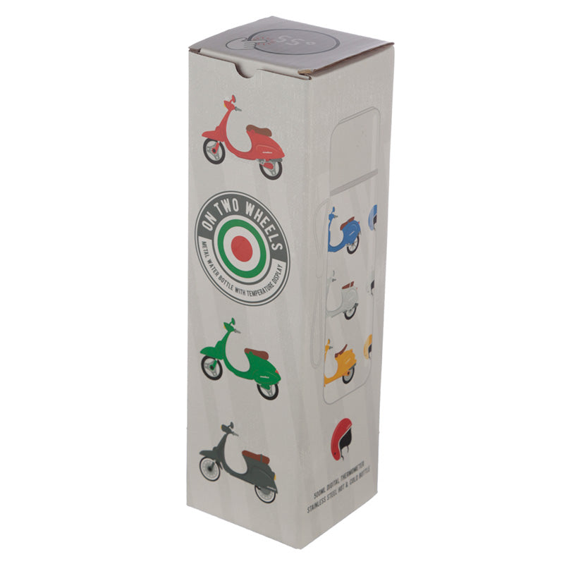 Reusable Stainless Steel Hot  and  Cold Insulated Drinks Bottle Digital Thermometer - On Two Wheels Scooter