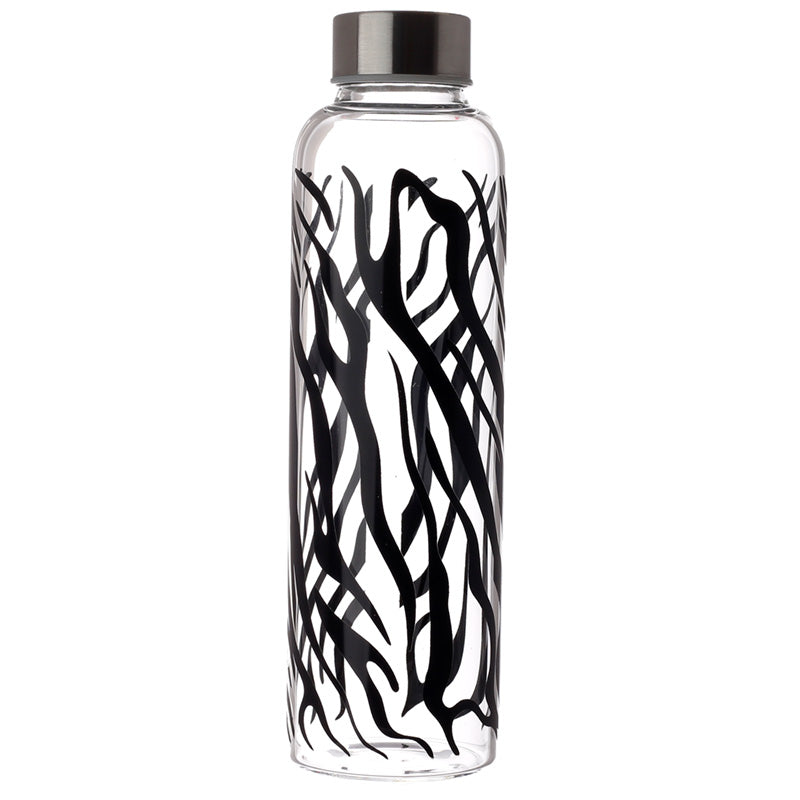 Reusable 500ml Glass Water Bottle with Protective Neoprene Sleeve - Big Cat Spots and Stripes