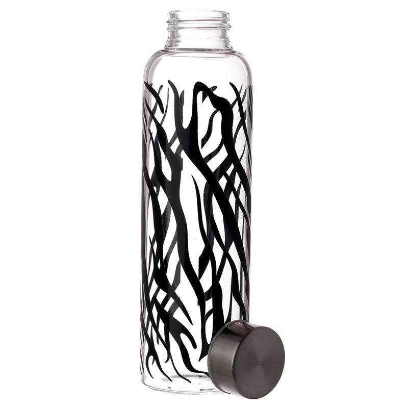 Reusable 500ml Glass Water Bottle with Protective Neoprene Sleeve - Big Cat Spots and Stripes