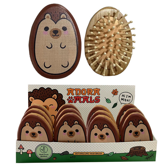 Bamboo Shaped Hair Brush - Adoramals Hedgehog